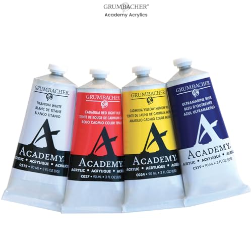 Grumbacher Academy Professional Acrylic Paint Set of 5 90ml Green Colors - Metal Tubes - Heavy Body Professional Grade Artist Paint with Genuine and Pure Pigments - ASTM Lightfast Colors