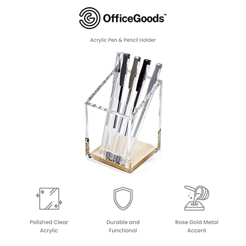 OfficeGoods Acrylic Pen and Pencil Holder, Gold - color: Gold