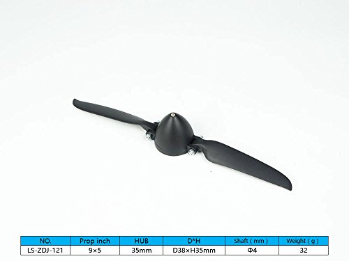 Viloga RC Folding Propeller 9×5 inch w/Spinner Size D38×H35mm, and Motor Shaft Diameter φ4.0 with Nylon Plastic Spinner for RC Plane Drone Remote Control Airplane (9×5, Shaft φ4.0) - size: 9×5, Shaft φ4.0