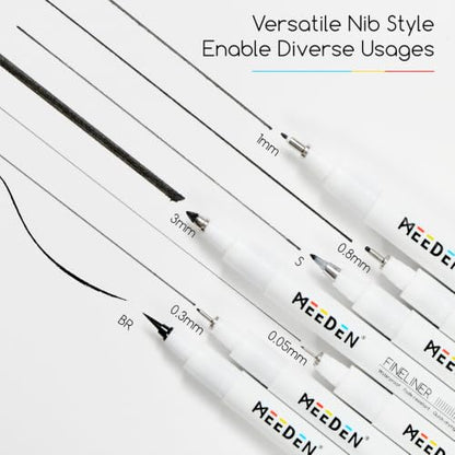 MEEDEN Micro Fineliner Drawing Pens: 0.9mm Needle Nib, 6 Pack, Black Ink - style: 0.9mm Needle Nib