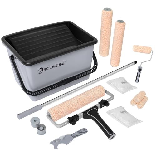 ROLLINGDOG 12 Inch Paint Roller Kit Large Paint Bucket and Roller - color: 21 PC paint roller kit