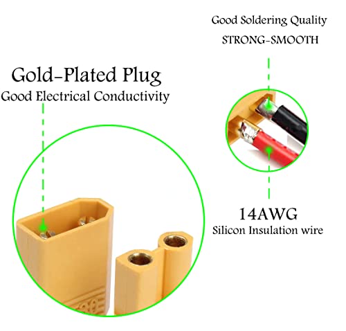 XT60 Pigtail,XT60 Male and Female Plug,XT60 Connector Adapter - size: XT60