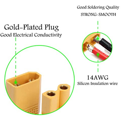 XT60 Pigtail,XT60 Male and Female Plug,XT60 Connector Adapter - size: XT60