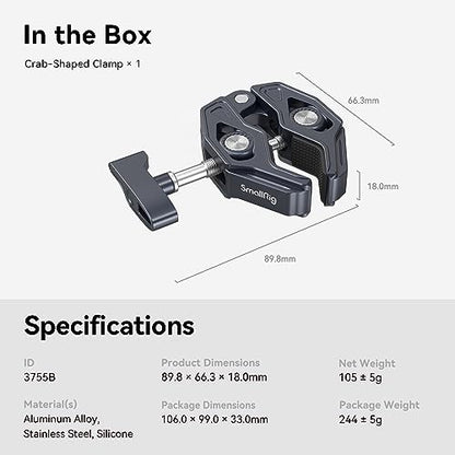 SMALLRIG Super Clamp, Camera Mount with 1/4'' and 3/8'' Threaded Holes - size: Small