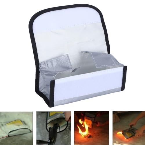 7.28x2.95x2.36in Fireproof Storage Bag Hook and Loop Fasteners Secure Enclosed Design High Temp Resistance Pouch for LIPO Battery
