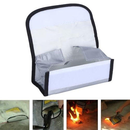 7.28x2.95x2.36in Fireproof Storage Bag Hook and Loop Fasteners Secure Enclosed Design High Temp Resistance Pouch for LIPO Battery