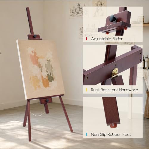 MEEDEN Wooden Easel Stand for Display: Holds Canvas up to 43" Art Easels - color: Deep Walnut