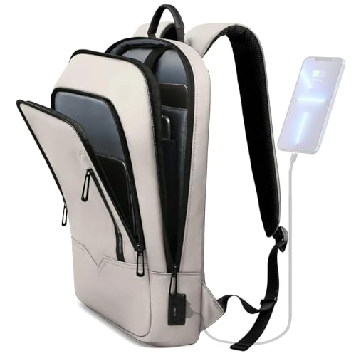 hk Backpack for Men Business Slim Laptop Bag - color: White, size: 17.3 Inch