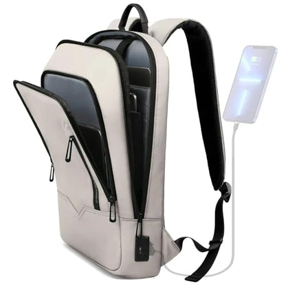 hk Backpack for Men Business Slim Laptop Bag - color: White, size: 17.3 Inch