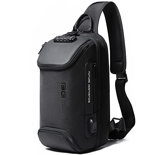 BANGE Men's Sling Backpack - Waterproof Crossbody Bag, Multi-Purpose Shoulder Bag - color: Black