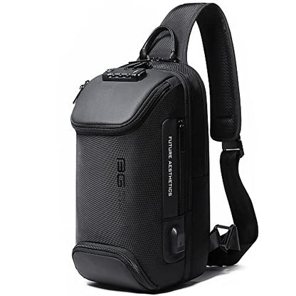 BANGE Men's Sling Backpack - Waterproof Crossbody Bag, Multi-Purpose Shoulder Bag - color: Black