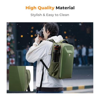 K&F CONCEPT Camera Backpack,Hardshell Photography DSLR Camera Bag - color: Green