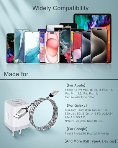 iPhone 17e 16e Wall Charger & USB-C Cable, Fast Charging Power Adapter USBC - color: White, style: USB C
