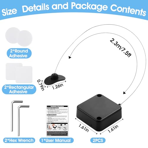 2 Pack 7.5ft Retractable Remote Control Tether TV Remote Leash Anti Loss Cord Remote Control Security Cable with Adhesive Mount Never Lose Your Remote Again - size: 7.5FT-2PCS