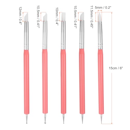 HARFINGTON 5 Pcs Silicone Clay Sculpting Tool Double-Ended Rubber Tip Pink - color: Pink