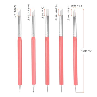 HARFINGTON 5 Pcs Silicone Clay Sculpting Tool Double-Ended Rubber Tip Pink - color: Pink