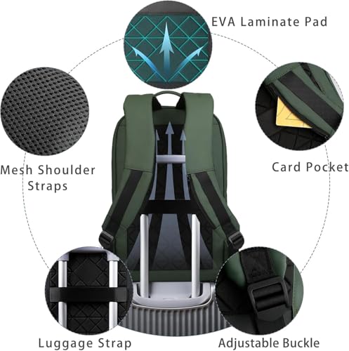 hk Backpack for Men Business Slim Laptop Bag - color: Green, size: 17.3 Inch