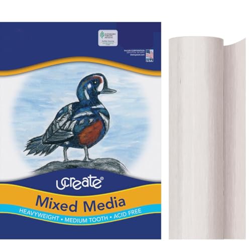 UCreate Mixed Media Art Paper, Wet or Dry Media, White - size: 36'' x 10 Yds.