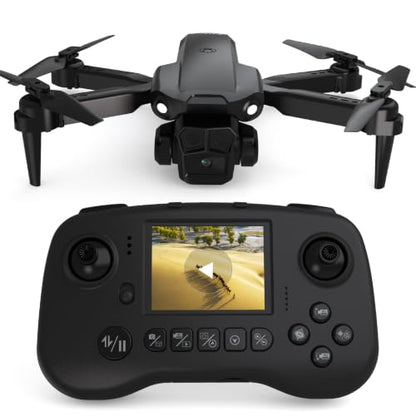 TD12Pro Drone with 1080P Camera for Adults Kids, Mini Drone with LCD Screen Remote, Foldable Remote Control Quadcopter, One Key Start, Easy to fly, Toy for Kids Adult Beginners - color: Black01