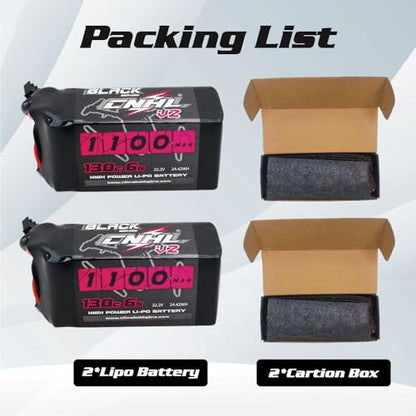 CNHL 1100mAh 6S LiPo Battery 22.2V 130C with XT60 Plug (2 Packs)