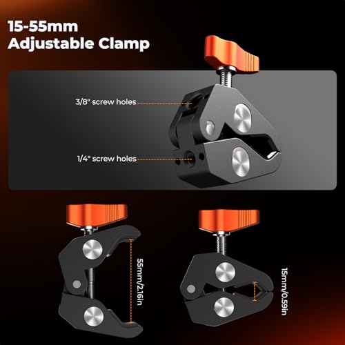 K&F CONCEPT 9.8" Magic Arm Clamp Kit with 1/4" & 3/8" Thread Screw