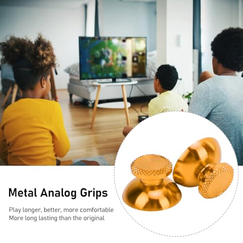 Pomya Thumbsticks for Controller, 2Pcs Metal Thumb Grip Replacement for Handheld Game Console, Aluminum Alloy Analog Thumb Sticks Accessories (Yellow) - color: Yellow