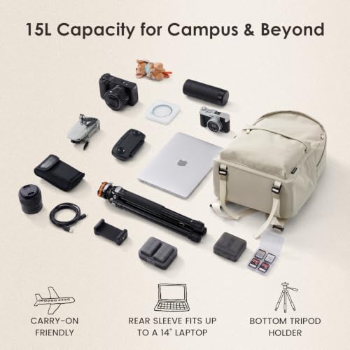 TARION Casual Camera Backpack 15L Urban Photography Bag, Once LT15, Beige - color: Beige
