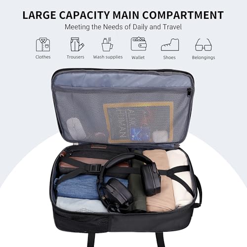 WITZMAN Travel Backpack for Men 40L Convertible Bag Fits 17" Laptop - color: Black