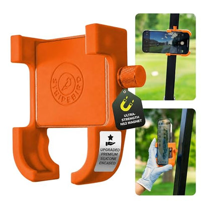 Stripebird PRO Magnetic Golf Cart Phone Holder & Caddy, N52 Magnets - color: Orange