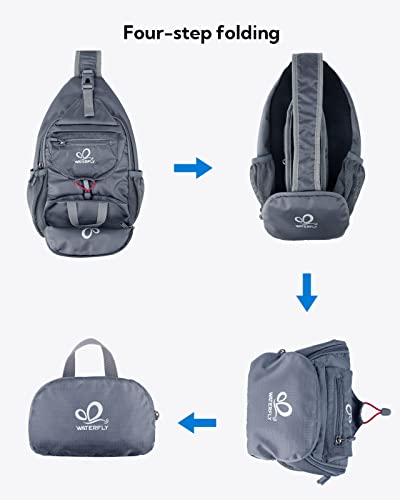 WATERFLY Packable Small Crossbody Sling Backpack Shoulder Chest Bag Daypack for Hiking Traveling Grey - color: New Grey