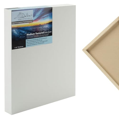 Da Vinci Pro Medium Textured Gesso Panel - 9x12-1-5/8" Depth Wood Panels for Painting - Accepts Mediums Like Canvas - for Oils, Acrylics, Mixed Media, Pastels & Drawing Sticks - size: 9x12", style: 1-5/8" Depth