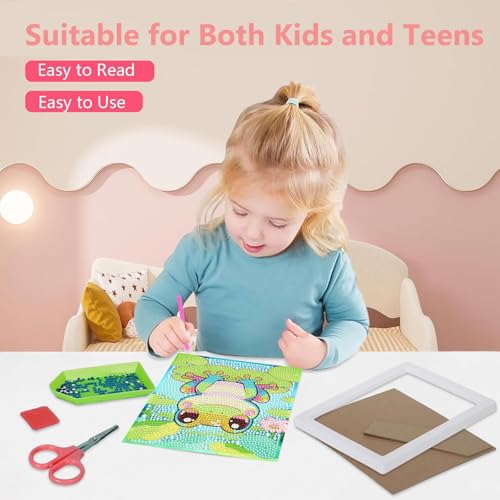Gemozaic Frog Diamond Art Kits for Kids Ages 6-8-12 with Frame, 7 x 7 in - color: CC1104