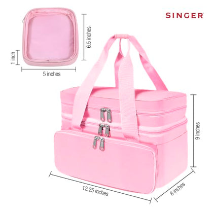 SINGER Portable Sewing Accessories Organizer Bag, 18 Compartments, Pink - color: Pink
