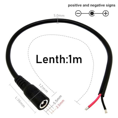 2Pcs 3FT 16AWG DC5.5mm x 2.5mm Female Power Pigtails Cable - style: DC5525 Female