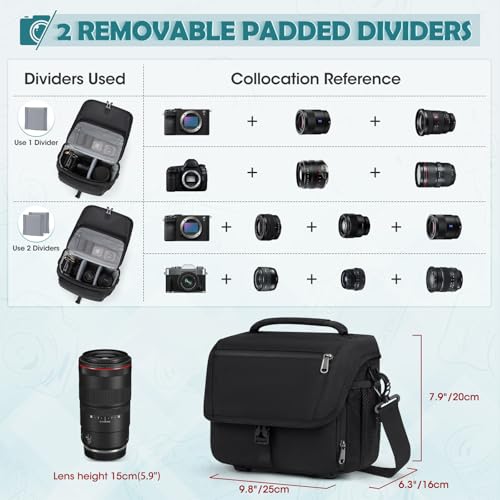 RAINSMORE Camera Bag, DSLR SLR Mirrorless Camera Case for Photographer - color: Black
