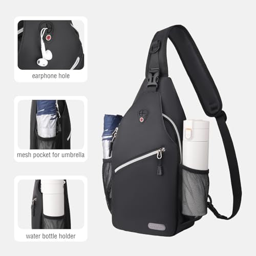 MOSISO Small Sling Bag for Men, Crossbody Shoulder Chest Daypack Bag - color: Space Gray
