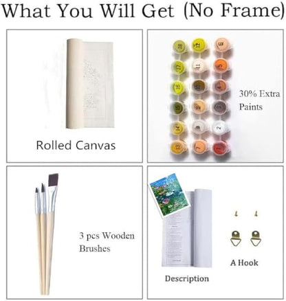 ZRIZQ Paint by Numbers Kit for Adults Beginner,Flower in Water,16x20 - color: 16"X20"Rolled Canvas-Flower in Water