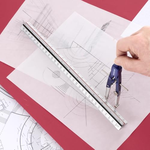 STAEDTLER Architectural Triangular Scale, 12in Scale Ruler with 6 Different Scales, Color-Coded Grooves, Die-Engraved Graduations (Pack of 2) - size: 12 Inch Pack of 2