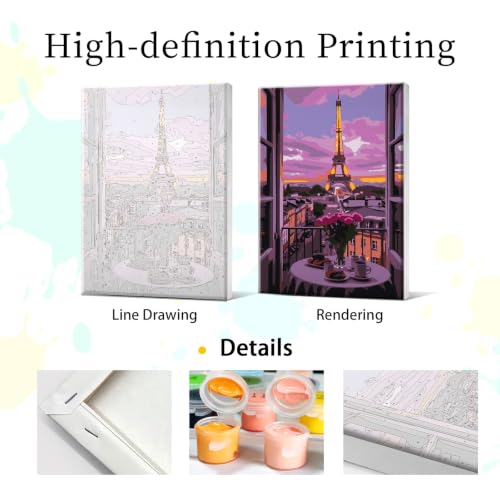 YOYA Framed Paint by Numbers Kit for Adults - Eiffel Tower Paint by Number - color: Eiffel Tower 037