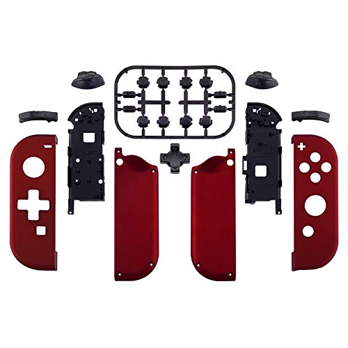 eXtremeRate Soft Touch Red Joycon Handheld Controller Housing (D-Pad Version) with Full Set Buttons, DIY Replacement Shell Case for Nintendo Switch & Switch OLED Joy-Con – Console Shell NOT Included - color: Red