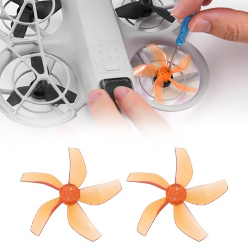 4pcs Drone 5-Blade Propellers with Screwdriver Compatible with DJI NEO, Orange - color: Orange