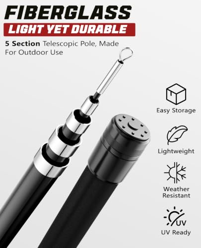 Telescoping Windsock Pole 15 FT with Ground Stake Kit - size: 15 feet- With Ground Stake