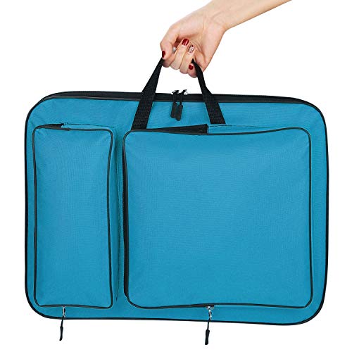 A3 Art Portfolio Carry Case Bag Drawboard Storage Portable Shoulder Tote - color: Blue