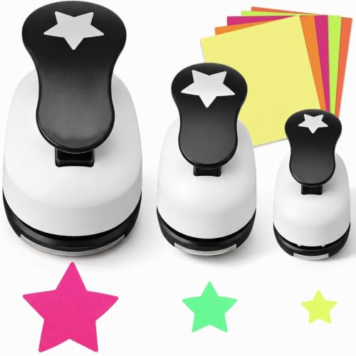 CHENGU 3 Pack Star Hole Punch 2"/1"/0.6", Black - color: Black, style: Star
