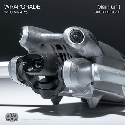 WRAPGRADE Skin Stickers Compatible with DJI Mini 4 Pro | Full Wrap (Airforce Silver) - color: Airforce Silver
