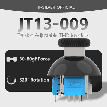 VTLLN 320° Tension Adjustable TMR Magnetic Joystick Replacement, 30-80gf Force, Anti-drift Stick Repair Rotation Thumbstick Cap set for PS5 DualSense Controller - color: For PS5 DualSense