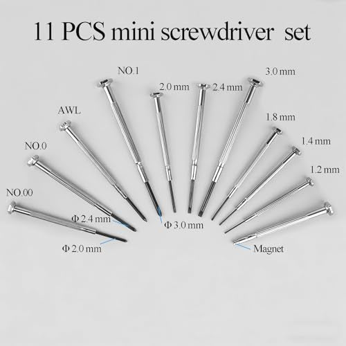 11PCS Small Precision Screwdriver Set, Premium Mini Screw Driver Set Kit, 6 Different Sizes of Flat Head Philips Screwdrivers for Watch, Eyeglasses, Electronics, Repair Box - size: Small