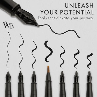 Wordsworth & Black Luxury Calligraphy Pen Set for Writing, 6 Nibs,All Black - color: All Black