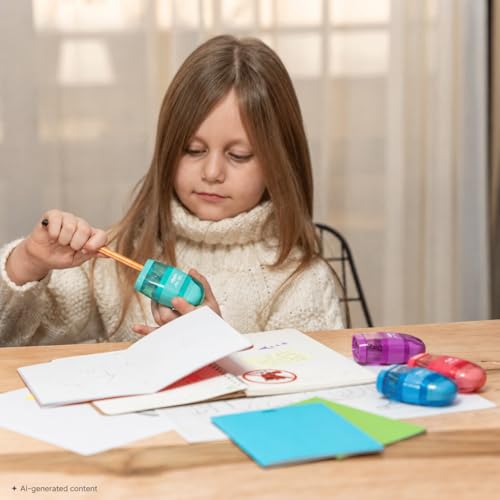 Mr. Pen- Pencil Sharpener & Eraser, 4 Pack - color: Red, Purple, Blue, Green, size: 4 Pack