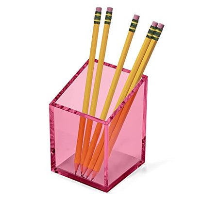 OfficeGoods Acrylic Pen and Pencil Holder, Pink - color: Pink